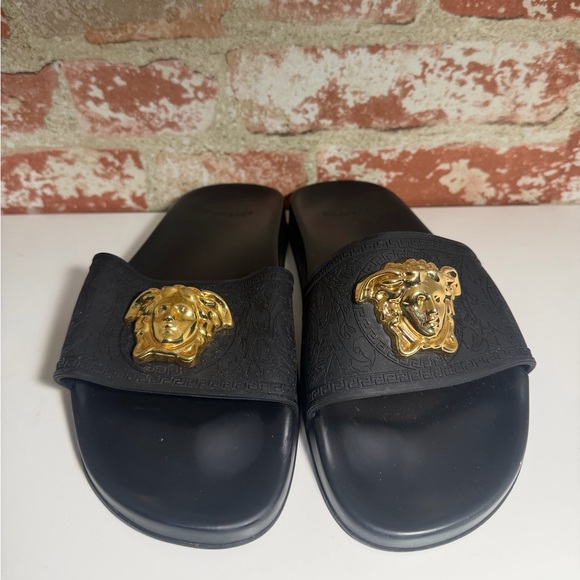 Versace Black and Gold Slides - Picture 2 of 4